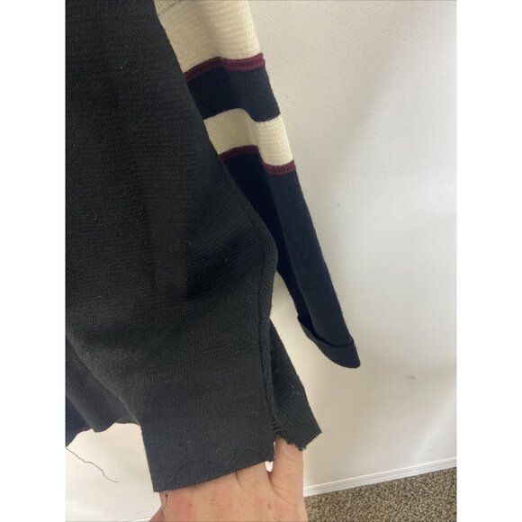 Vintage All Canada Men L Acrylic Curling Sweater Knit Zip Up Striped Cardigan - Picture 7 of 8